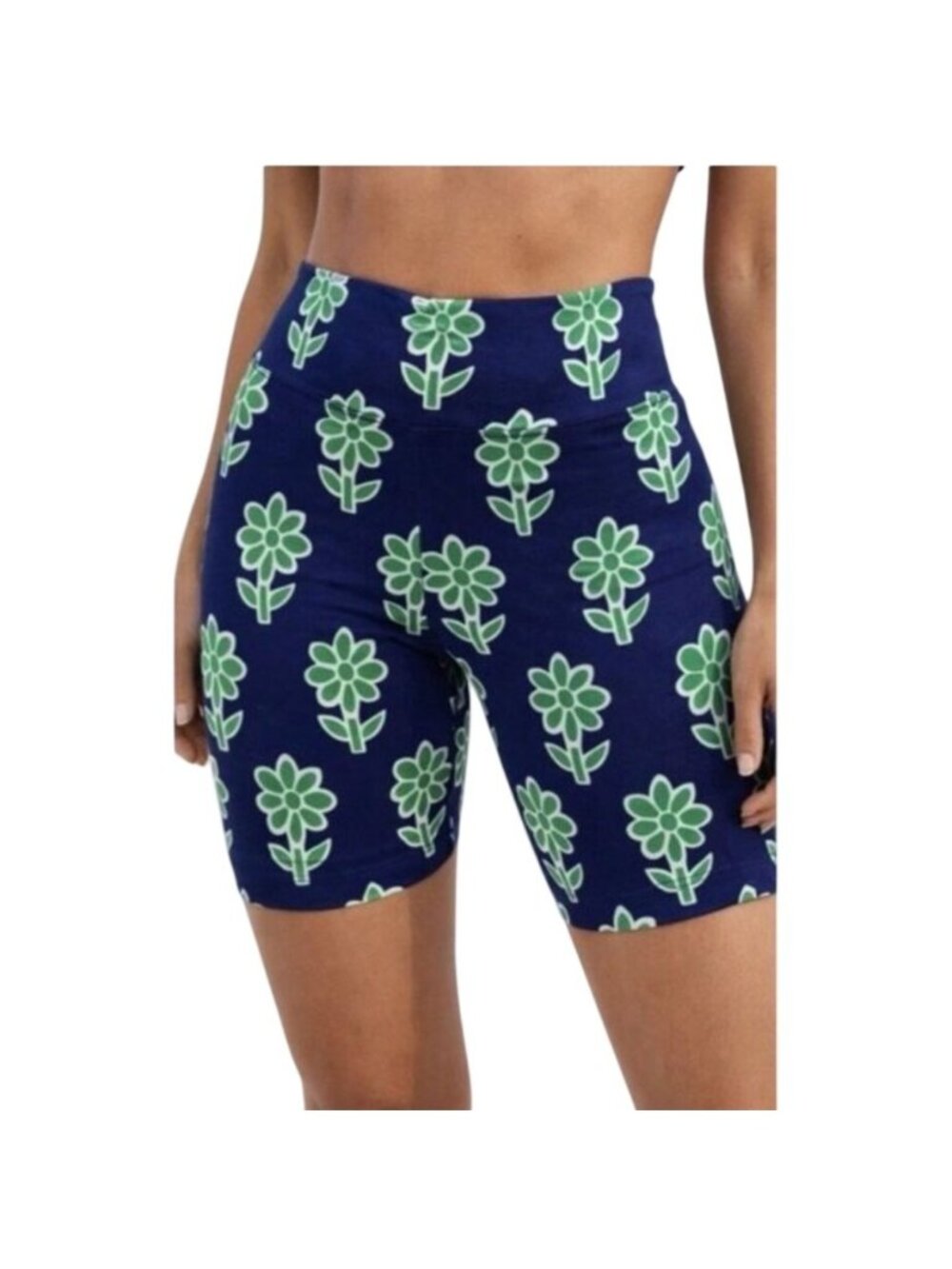 Rhode Womens Navy & Green Floral High-Waisted Bike Shorts XS